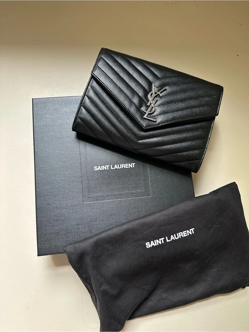 Saint Laurent Cassandre Leather Clutch - Picture 1 of 7